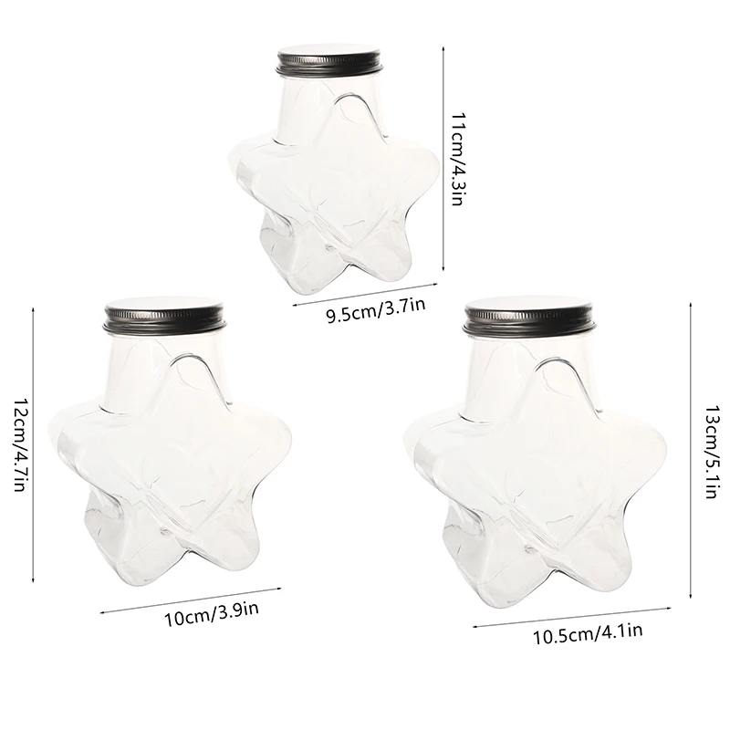 Star Shaped Doll Ornament Storage Box Plastic Bottle With Lids Food Storage Container Wide Mouth Jar Reusable Cookie Container