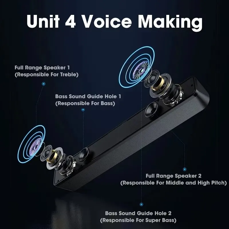 Portable Wireless Bluetooth Soundbar Speaker