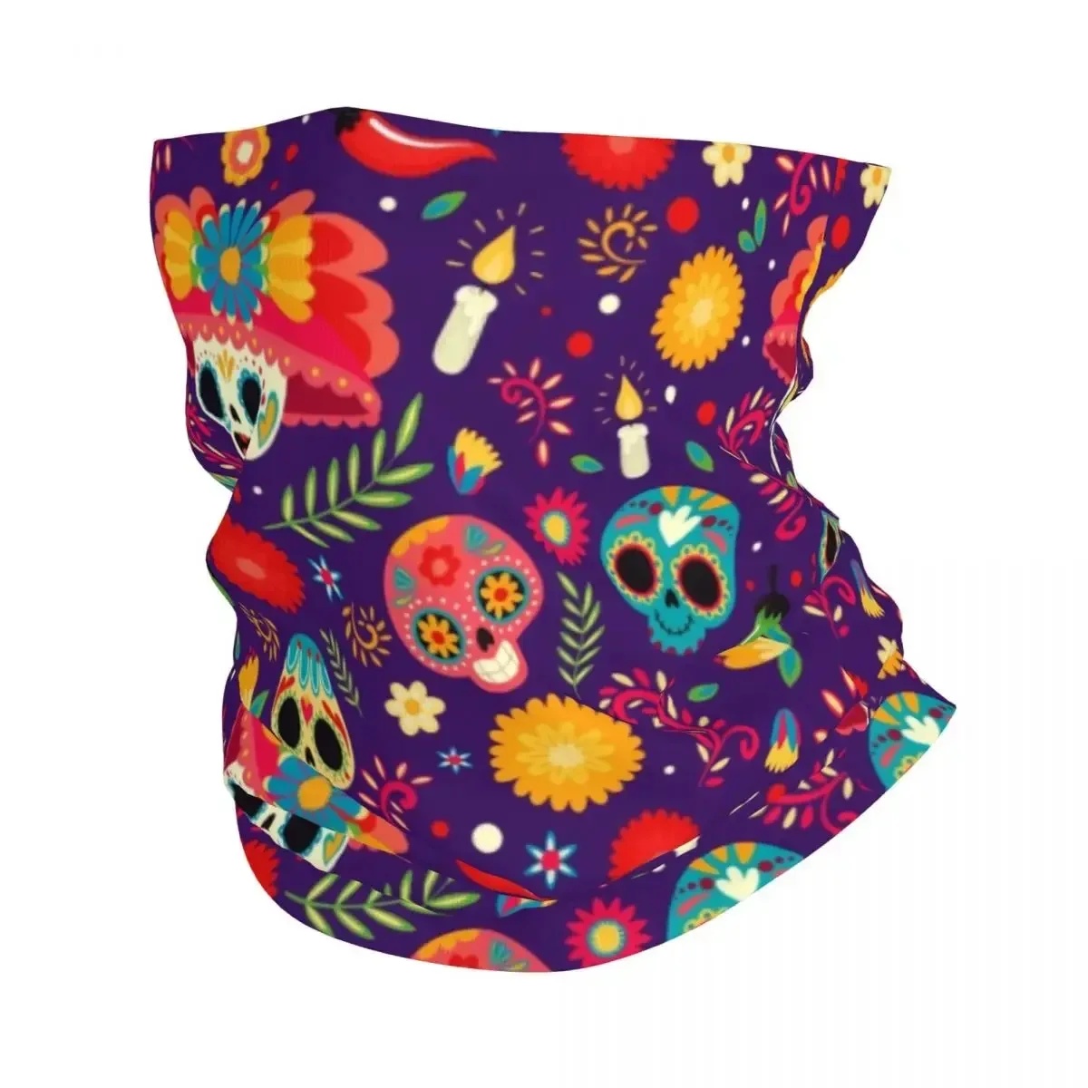 

Horror Mexican Day Of The Dead Sugar Skull Bandana Neck Gaiter Windproof Face Scarf Cover Halloween Headband Tube Balaclava
