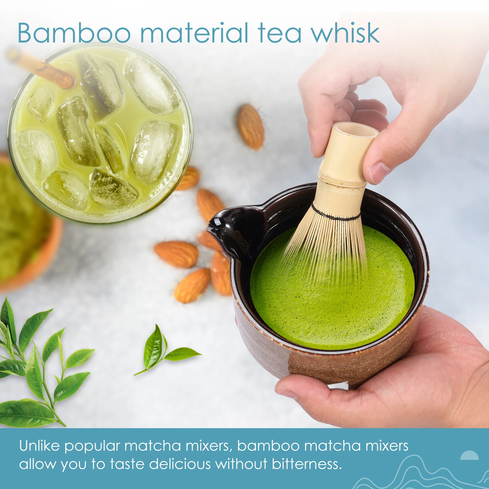 4 Pieces Japanese Matcha Teaset Kit with Ceramic Matcha Bowl Whisk Holder Bamboo Whisk Teaspoon Handmade Starter Tool Set