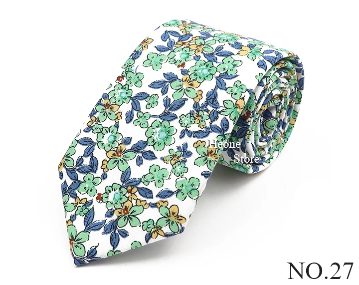 Neue schicke Blumenkrawatte aus 100 % Baumwolle für Herren, schöne Krawatte mit Blumenmuster, helle Farbe, lässig, schmal, dünn, Anzug-Accessoire – Detail 28