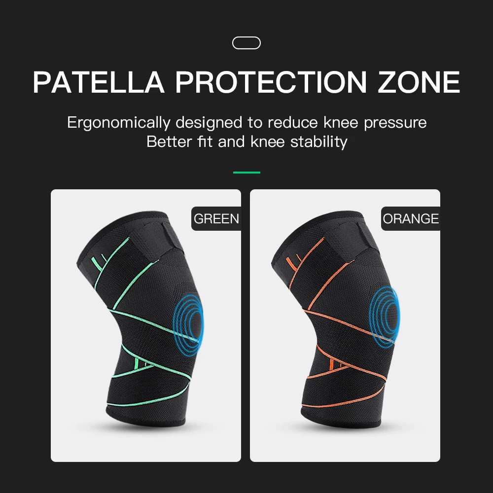 2 PC Outdoor Sports Knee Pads Four Seasons Nylon Breathable Straps Compression Support Joints Convenient Double Protective Sleev