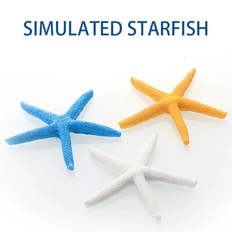 1Pc Coral Starfish Aquarium Scenery Ornaments Simulation Resin Starfish for Fish Tank Aquarium Decoration Yellow/White/Blue/Red
