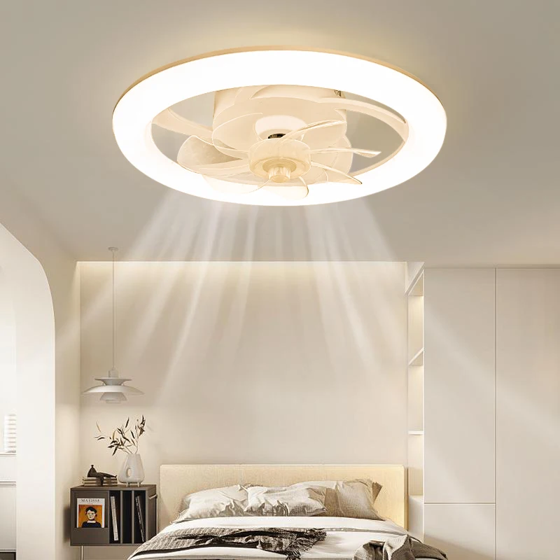 Remote Control Ceiling Fan With Light Bedroom Decoration Ventilation Fan Light 48cm Air Invisible Blade Telescopi