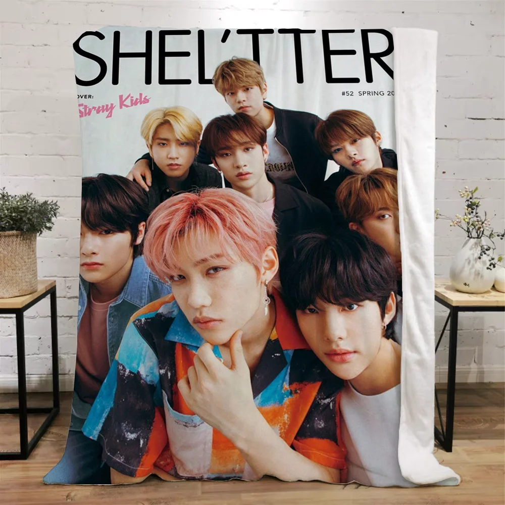 Microfiber Blanket KPOP-straykids Fluffy Plaid Summer Blanket King Size Warm Winter Blanket For Sofa Beach
