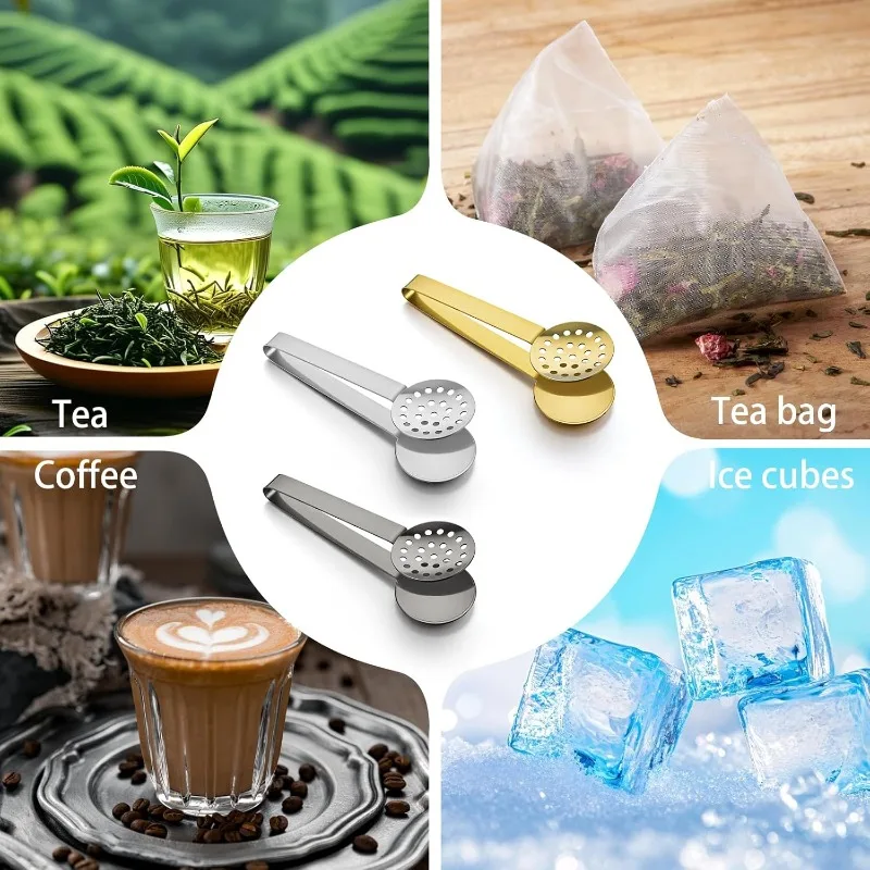 Tea Bag Squeezing Pliers, Stainless Steel Circular Tea Pliers, Kitchen and Bar Tools, Practical in Gold, Silver and Black Colors