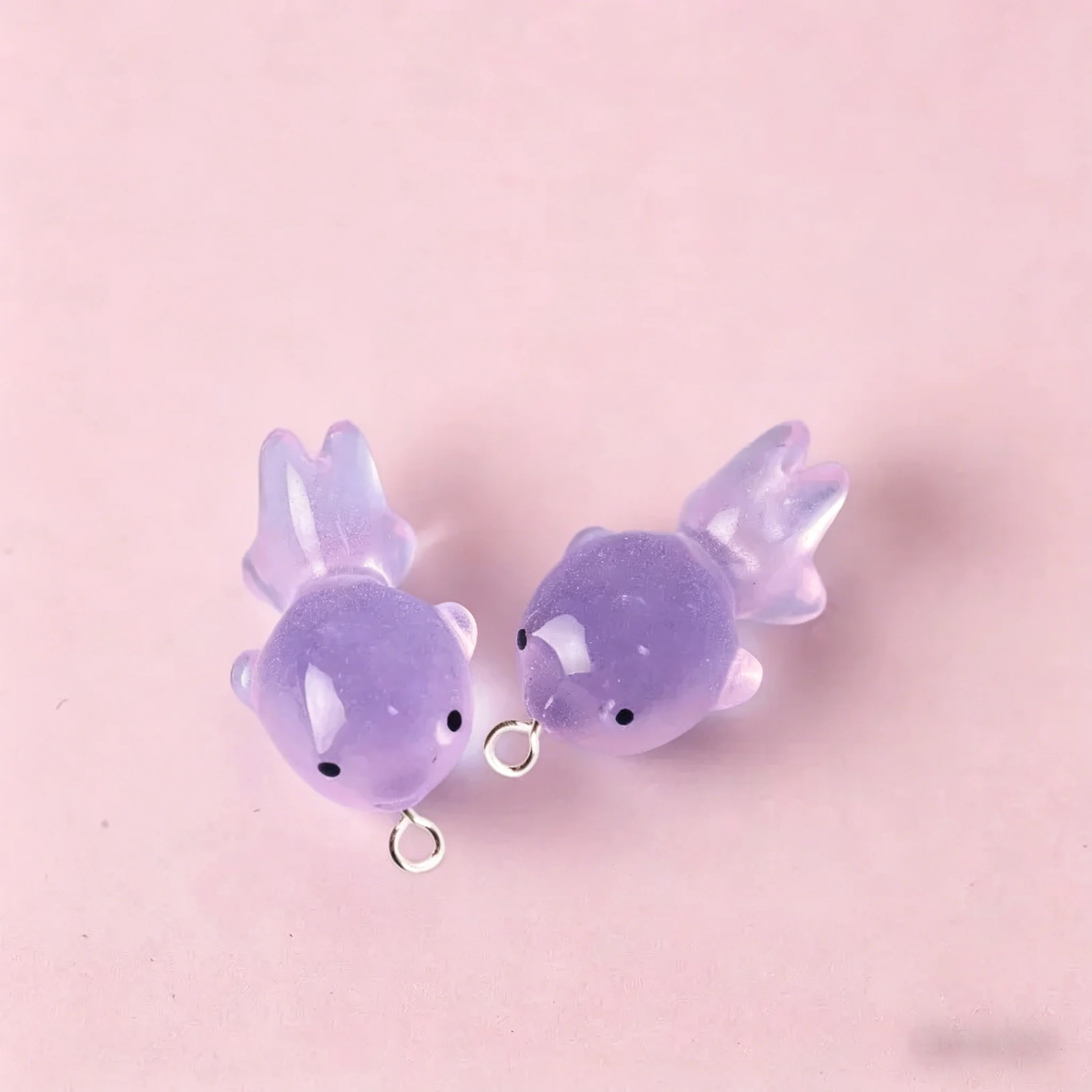 10개 3D 야광 금붕어 레진 펜던트, 귀걸이 목걸이 열쇠고리용 화려한 물고기 참