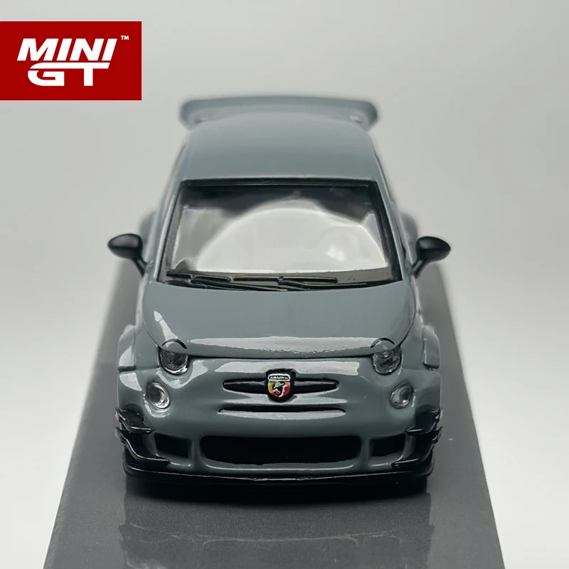 MINIGT 1:64 Abarth 595 LB-WORKS x Abas Works 회색 합금 자동차 모델 995