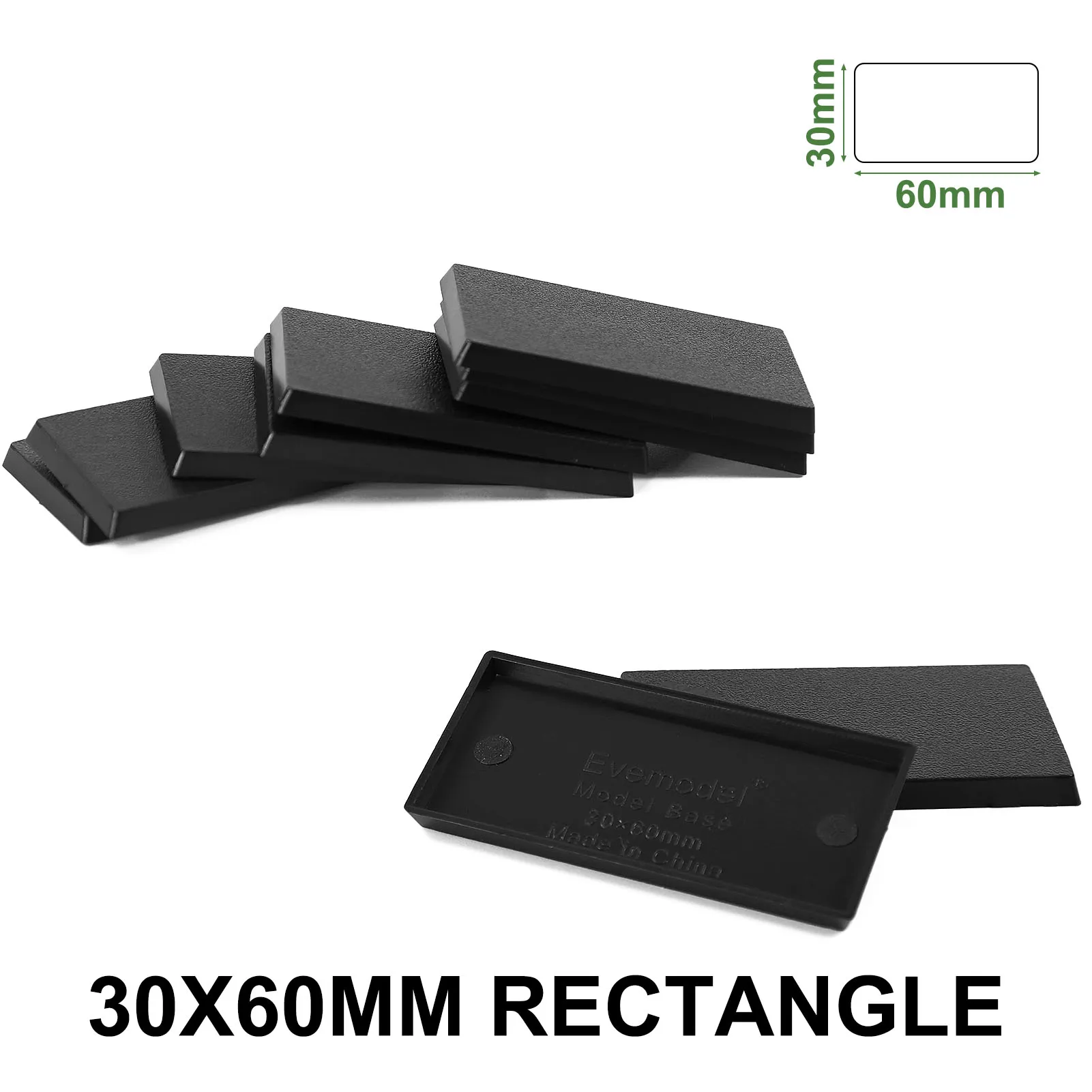 Evemodel Rechteckige Sockel Modellbasen Kunststoff Schwarz für Miniaturen Wargames – Detail 2