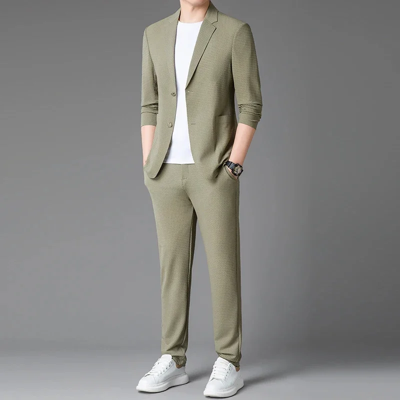 thumbnail image 1 of Traje de hombre primavera y otoño nueva moda crecer boda negocios casual dos piezas alta gama abrigo chaqueta, 1 of 4