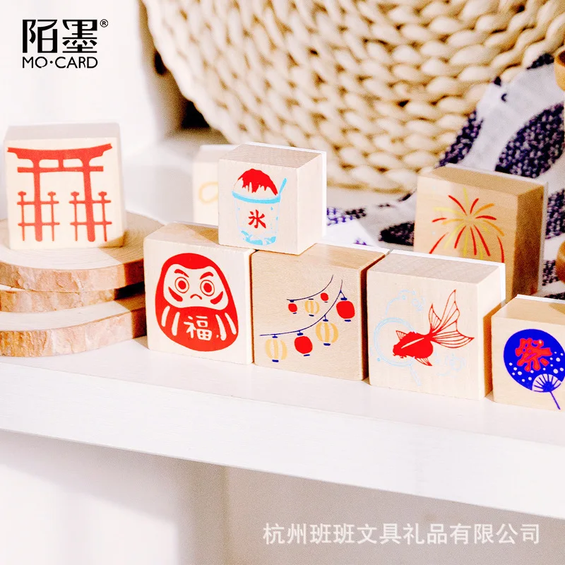 Asian Style Wood Mounted Rubber Stamps, Japanese Stamps, Stamp In The Hand.