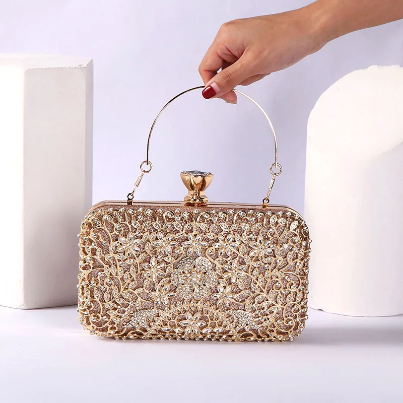 2023 Diamond Evening Clutch Bag For Women Wedding Golden Clutch Purse Chain  Shoulder Bag Small Party Handbag With Metal Handle