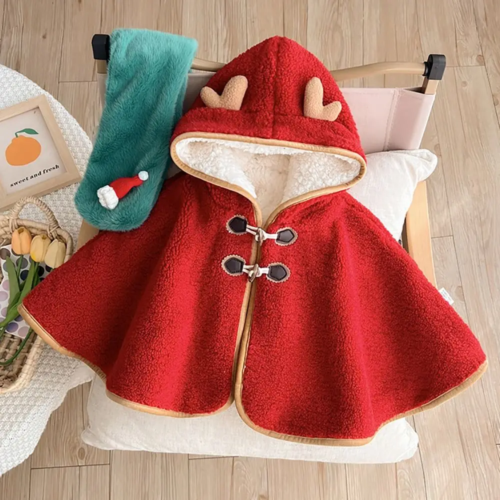 내구성이 뛰어난 따뜻한  후드 망토 두꺼운 0-1세 용 판초  80cm 코트 남아 여아용