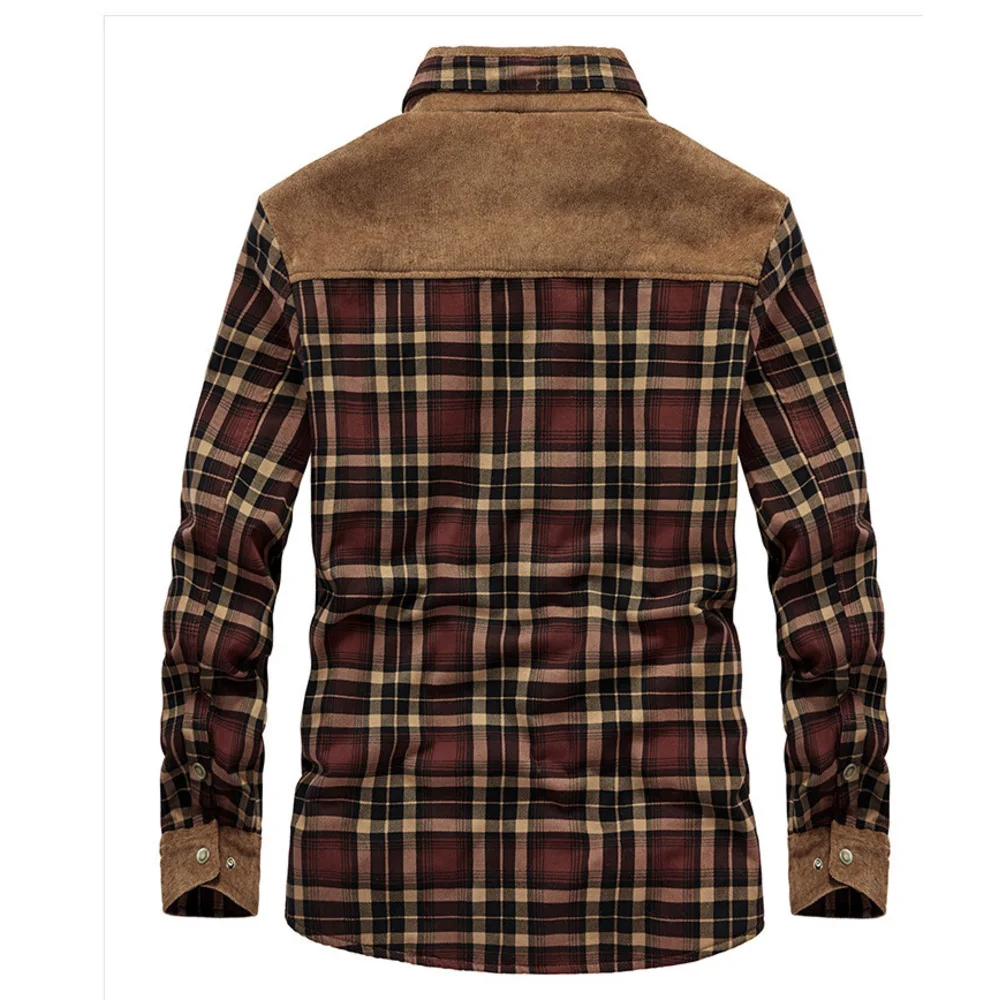 Neue Herbst-Winter-Hemden für Herren mit plüschigem, langärmeligem Plaid, verdickter und warmer Lamm-Kaschmir-Strickjacke, Herrenhemd_voghion.com