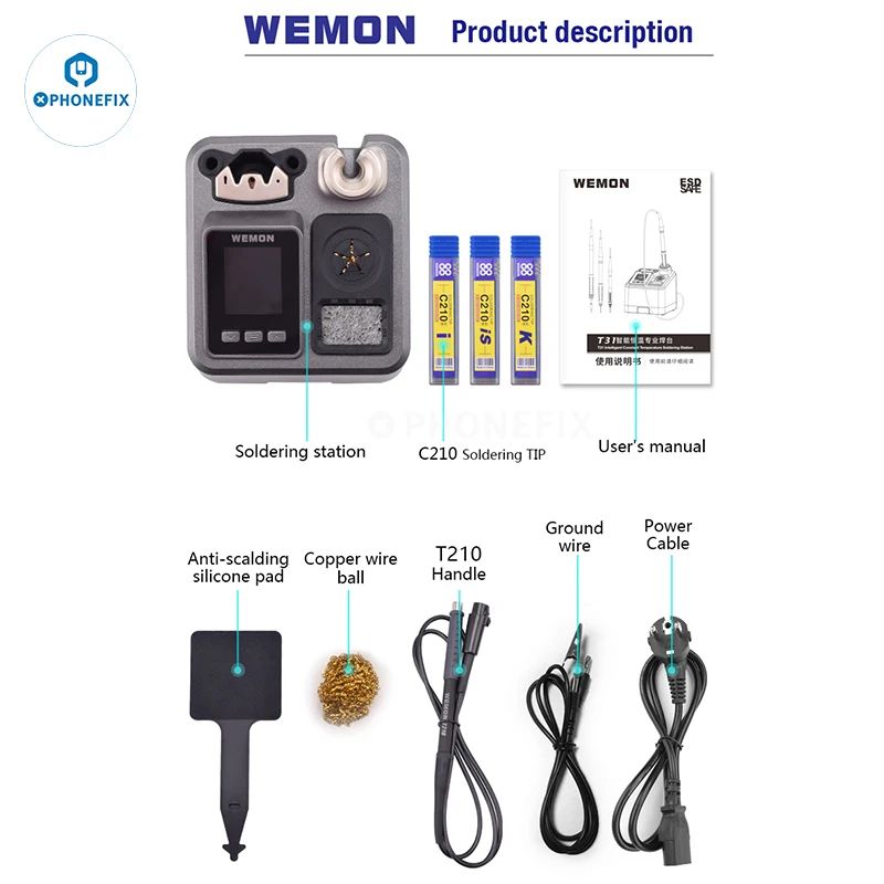 wemon-t31-soldering-iron-station-120w-2s-heating-c210-t245-t115-electronic-welding-rework-station-for-phone-repair-welding-tools