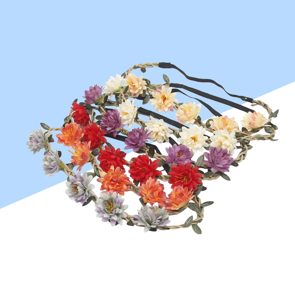 

5pcs Women Floral Headband Daisy Flower Crown Hair Wreath Headpiece Hair Band (Mixed Color)