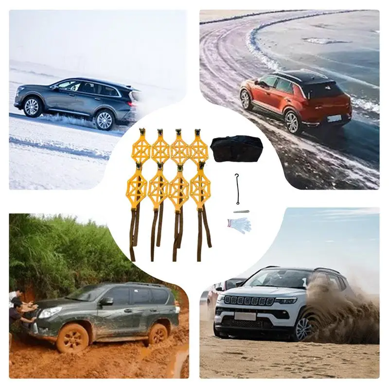 Car Anti-skid Chain Snow Chains For Car Tires Auto Traction Chain Thickening Portable Chains Steel Plate Gear Design For Cars