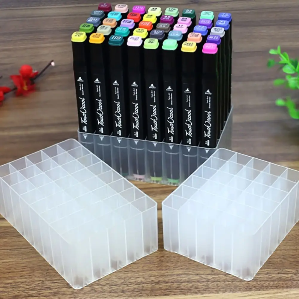 Marker Pen Storage Holder 12/30/40 Slots Multifunctional Large-capacity Brush Pen Rack Make-up Brush Stand Table Organizer Case