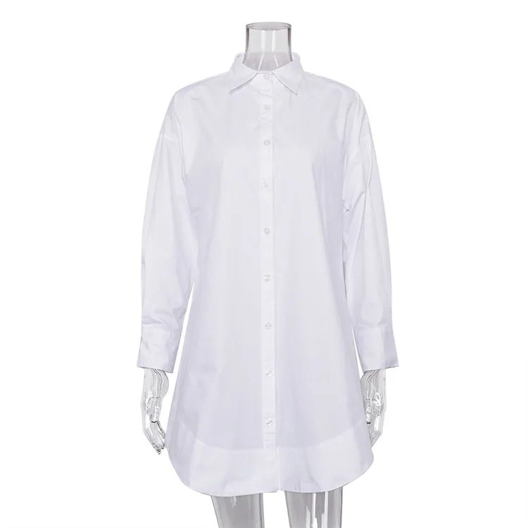 White Loose Fashion Shirts For Women See-Through Patchwork Cardigan Coat Lapel Slim Long Sleeve Oversized Blouse Shirt