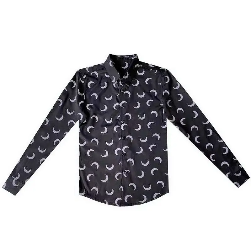 Spring and Autumn Men shirt Long sleeve Fashionable Handsome Printed Top Fashionable Korean Slim-fit Shirts and blouese