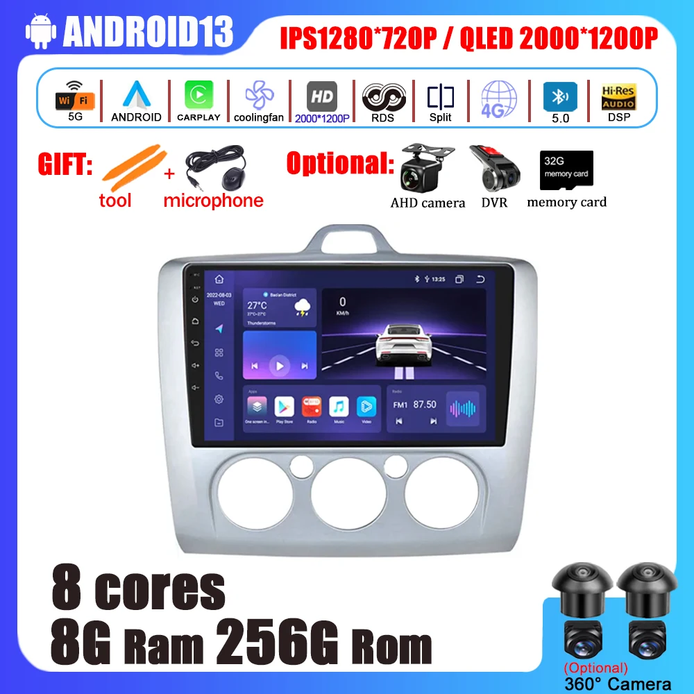 

9 Inch Android 13 Car Multimedia Player Car Radio For Ford Focus 2004-2011 Carplay Android Auto GPS Navigator Car Stere