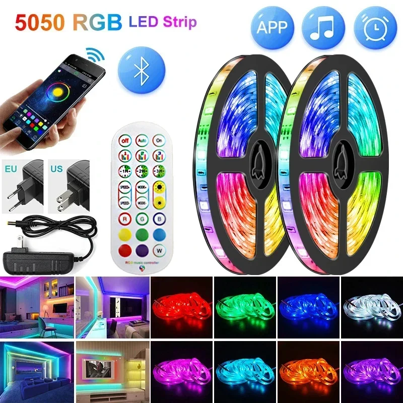 LED Strip Light RGB Led Tape DC12V/5V SMD 5050 Flexible Diode Ribbon Tape for TV Backlight Room Party Decor Luces Led 20M/10M/5M