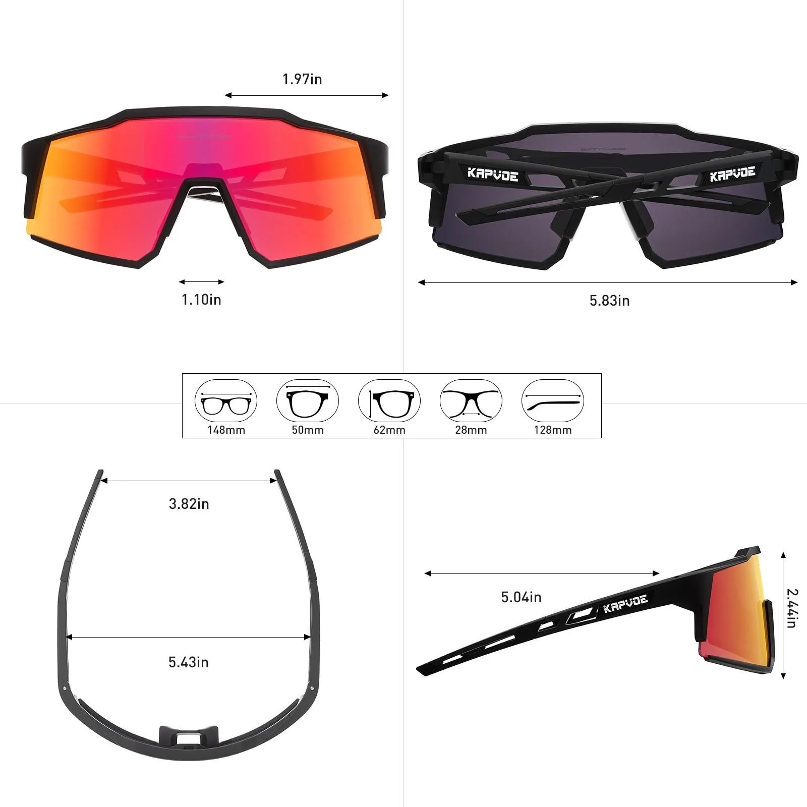 Kapvoe Ultra Light Polarized Sports Sunglasses with UV400 Protection
