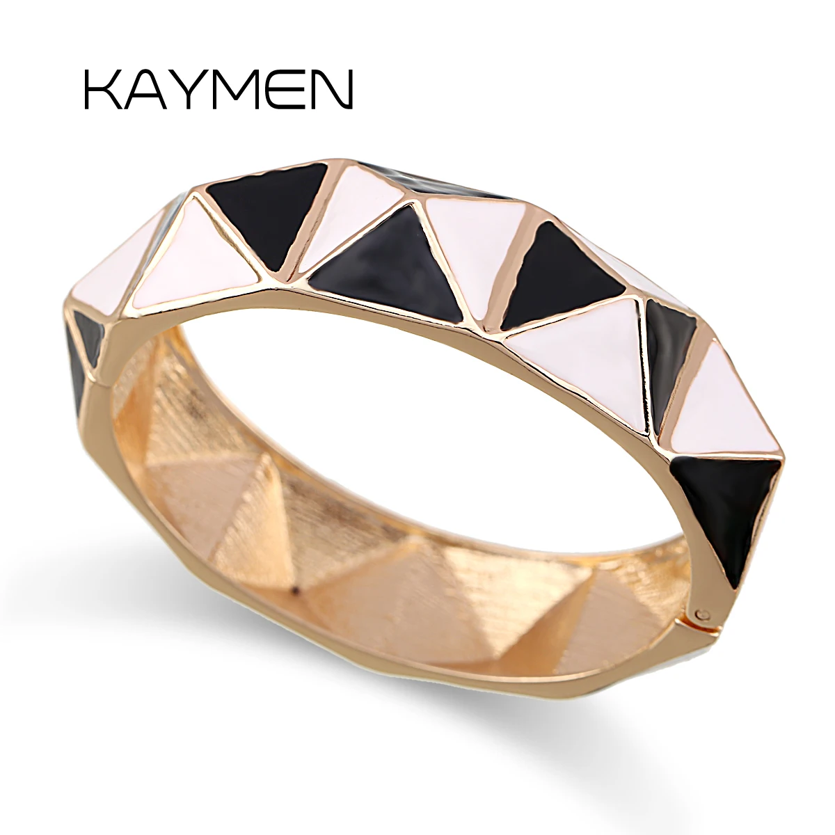 

KAYMEN Fashion Girls Enamel Colorful Geometric Figure Statement Cuff Bracelet Gold Plating Bangle for Women Party Prom Jewelry