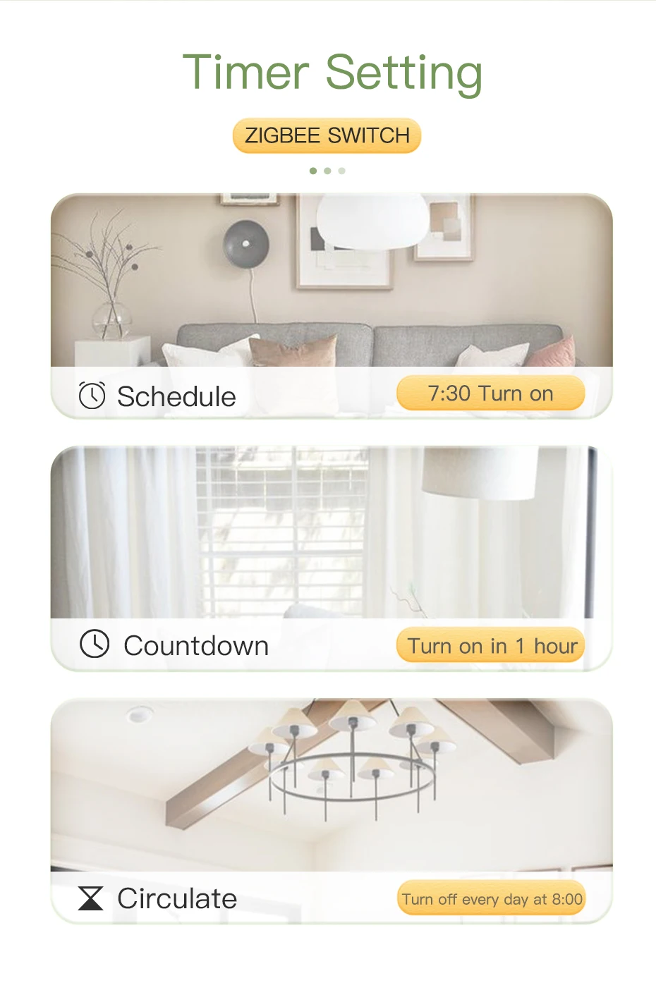 Zigbee Touch Switches 1/2/3Gang 1Way Wireless Control Smart Light Switch Wifi Wa