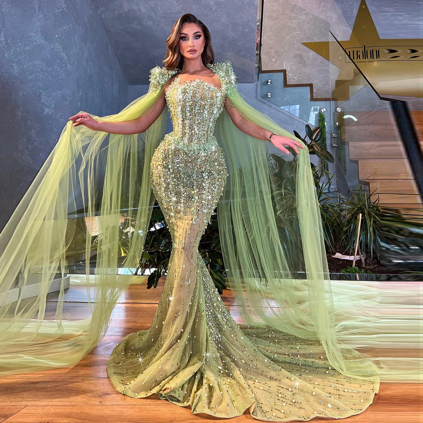 green emerald velvet dress Strapless Pearl Embroidered Lime Green Dress Xs