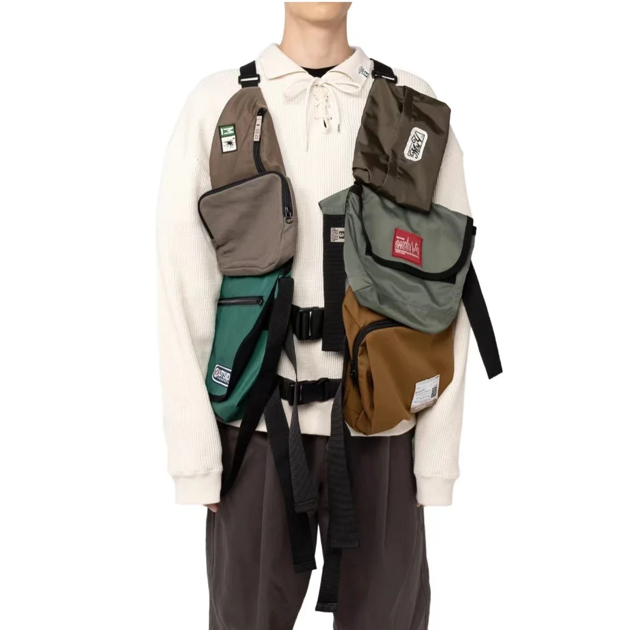 

22AW MIHARA YASUHIRO Sanyara Kangyu MMY Splice Irregular Deconstruction Multi Pocket Tactical Vest Men's Color Blocking Coats