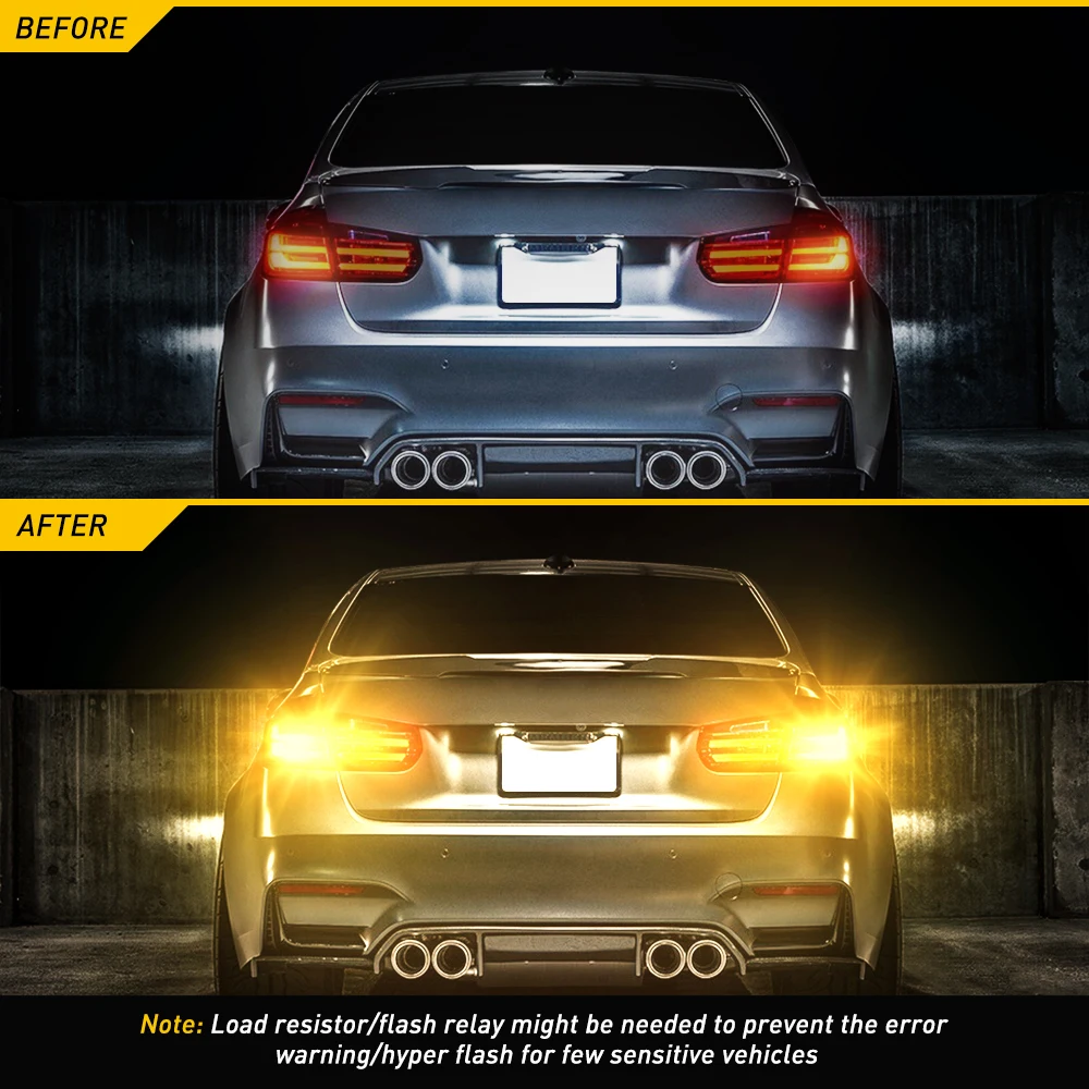 AUXITO 2Pcs T20 W21W LED Ȳ 7440 7443 W21/5W 3157 P27W  ȭƮ ڵ  ٰ Mazda 2 3 6 CX5 CX3 Audi A3