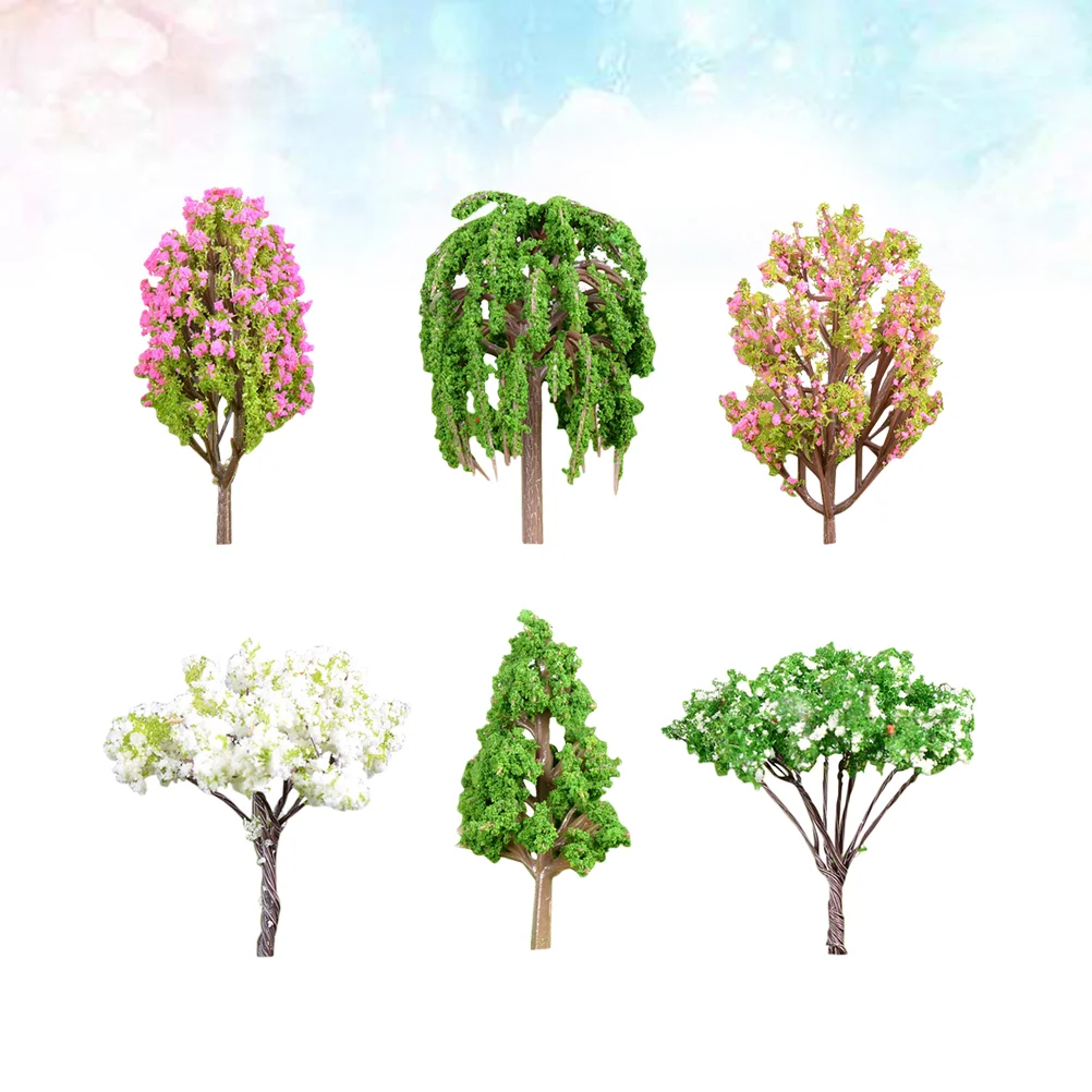 

Train Flower Trees Model Artificial Bonsai Greenery Decor Simulation Landscape for Garden Cake