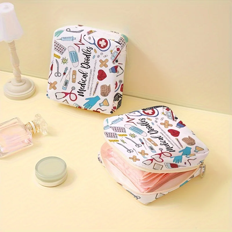1 pc Medical printed sanitary napkin storage bag, lightweight tissue bag for women's products, sanitary tissue bag