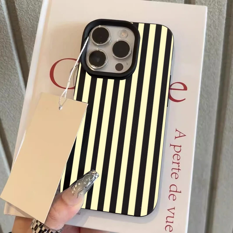 Stylish Yellow Striped Minimalist Phone Case with Soft Bumper Cover