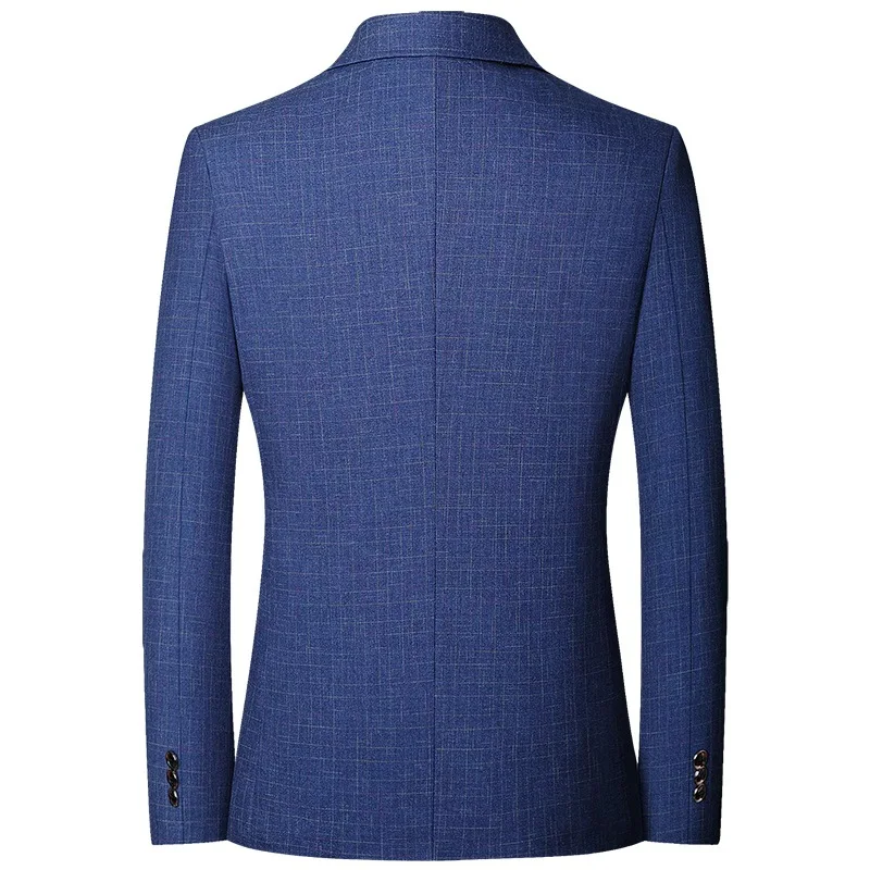 Spring Autumn Checkered Non-iron Men Suit Jacket Slim Fit Asian Size