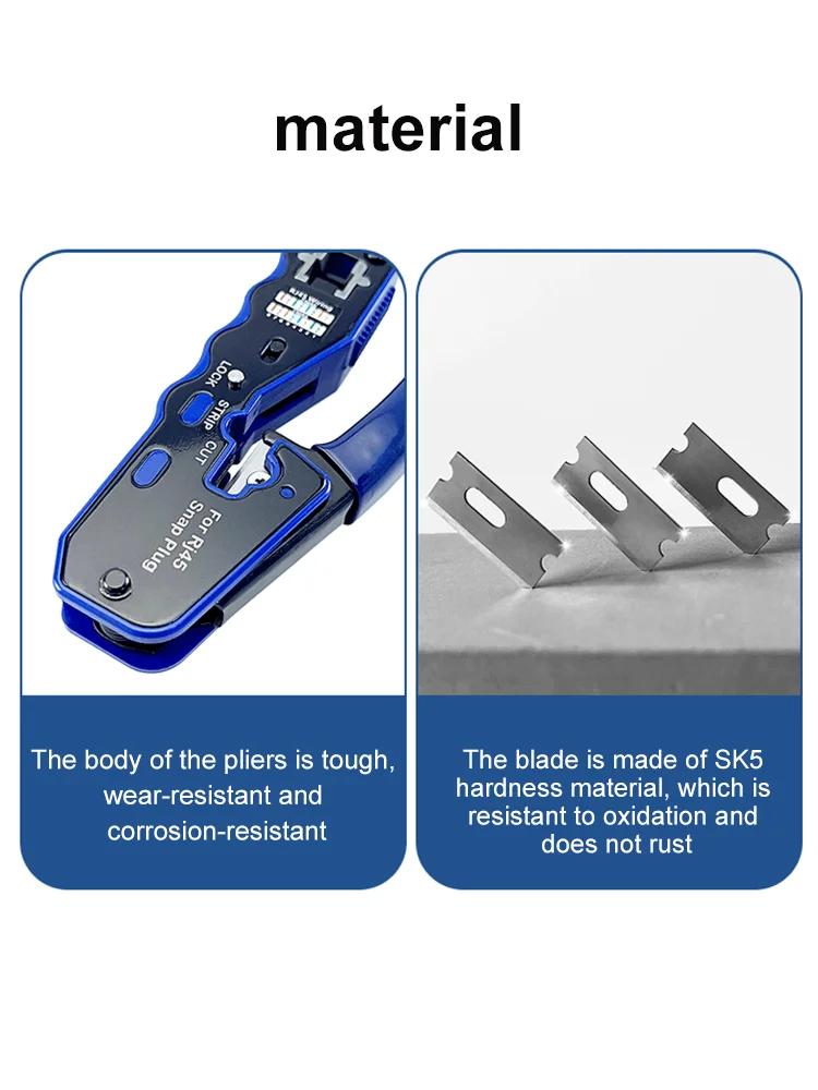 Cabo Ethernet Crimper Braçadeira de Fio Pinças Clip Crimper Stripper Through-hole Connector Alicates Pressionando Rj45 Utp Cat5 8 - Imagem 4