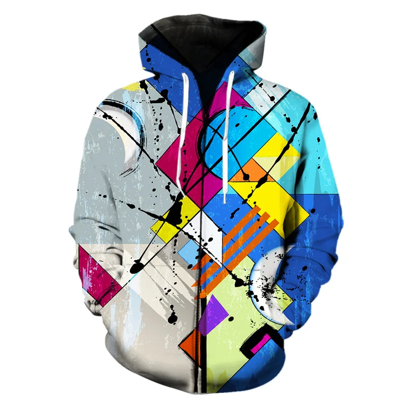 thumbnail image 1 of Venta caliente 3D Impresión de arte Cremallera Sudadera con capucha Hombres Patrón geométrico abstracto Niños Sudadera con capucha Harajuku Sudadera con capucha de manga larga, 1 of 5