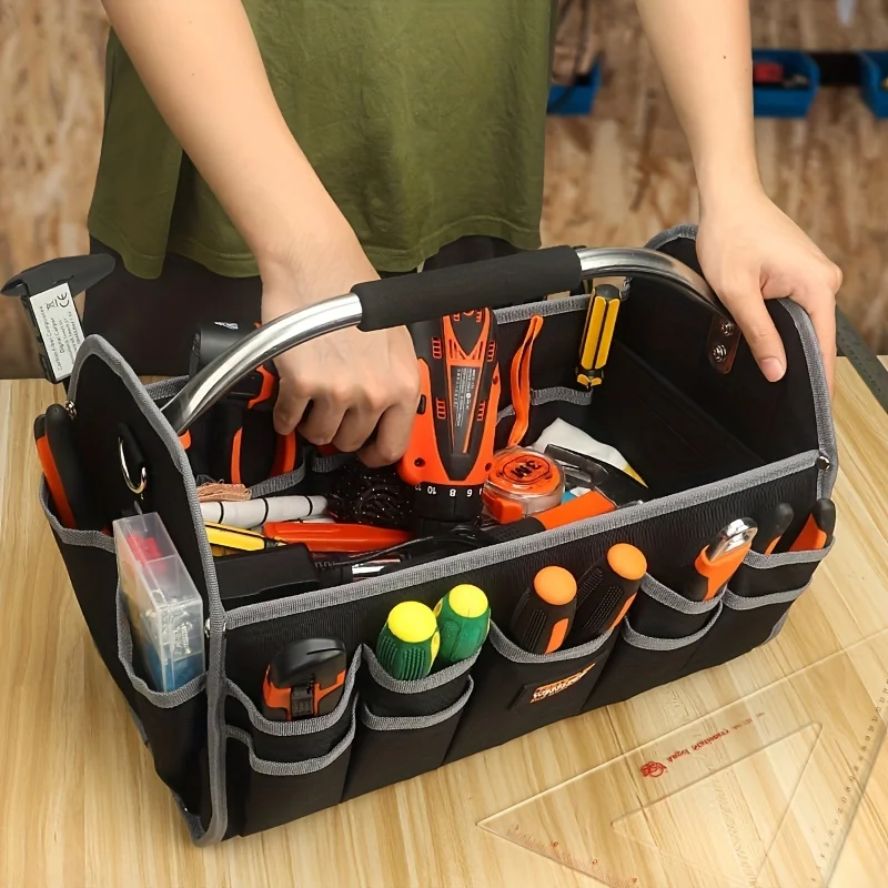 16 Inch Heavy Duty Electrician's Tool Bag Open Top Softsided Storage Organizer 1pc