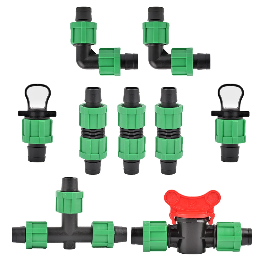 

Соединители для микроирригационной капельной ленты, 16 мм, тройник для ремонта, налокотник, кран, фитинги, блокированный шланг, соединители для теплицы
