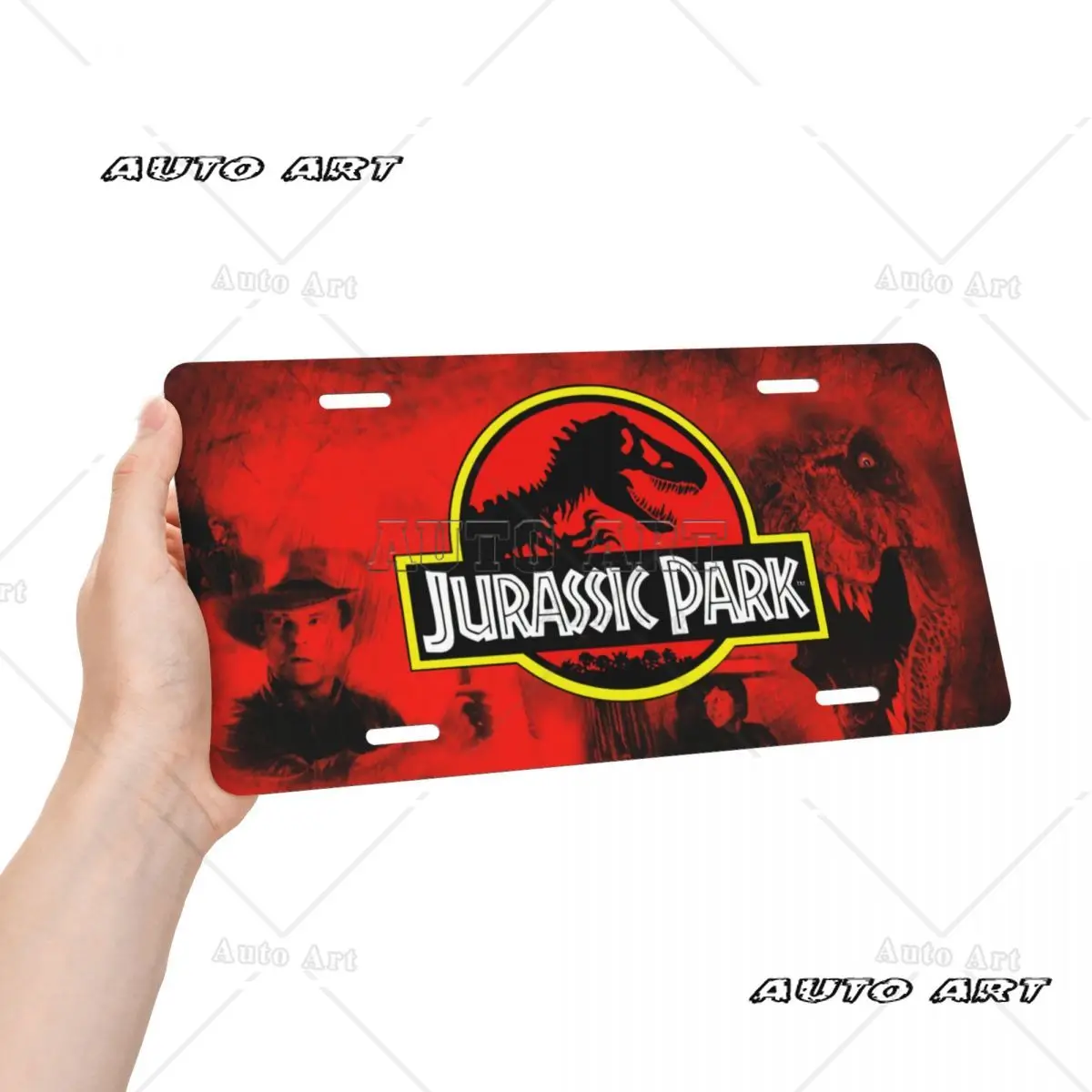 Jurassic Park License Plate Ancient Animal Decorative Car Front License Plate Cover Aluminum Vanity Tag 6x12 Inch