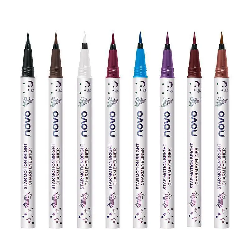 NOVO Eyeliner Pen Waterproof Oil Proof Quick Drying Easy Removal Non Smudging Very Fine Glue Brown and Black