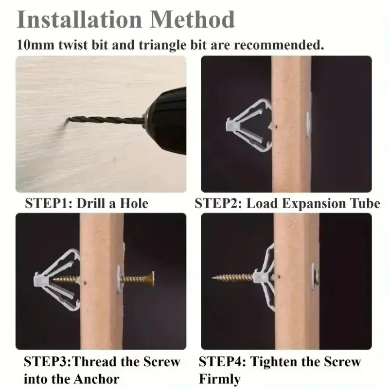 Plasterboard Expansion Screw Tube Drywall Anchor Bolt Hollow-Wall Plug Airplane Expansion Plug Pipe Gypsum Board Anchors Fix Kit
