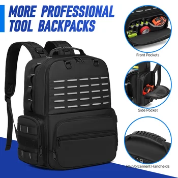 Tool Backpack Heavy Duty for Men Tool Storage With 3 Tool Pouches Organizer Electrician Plumber Maintenance Worker Tool Bags 3