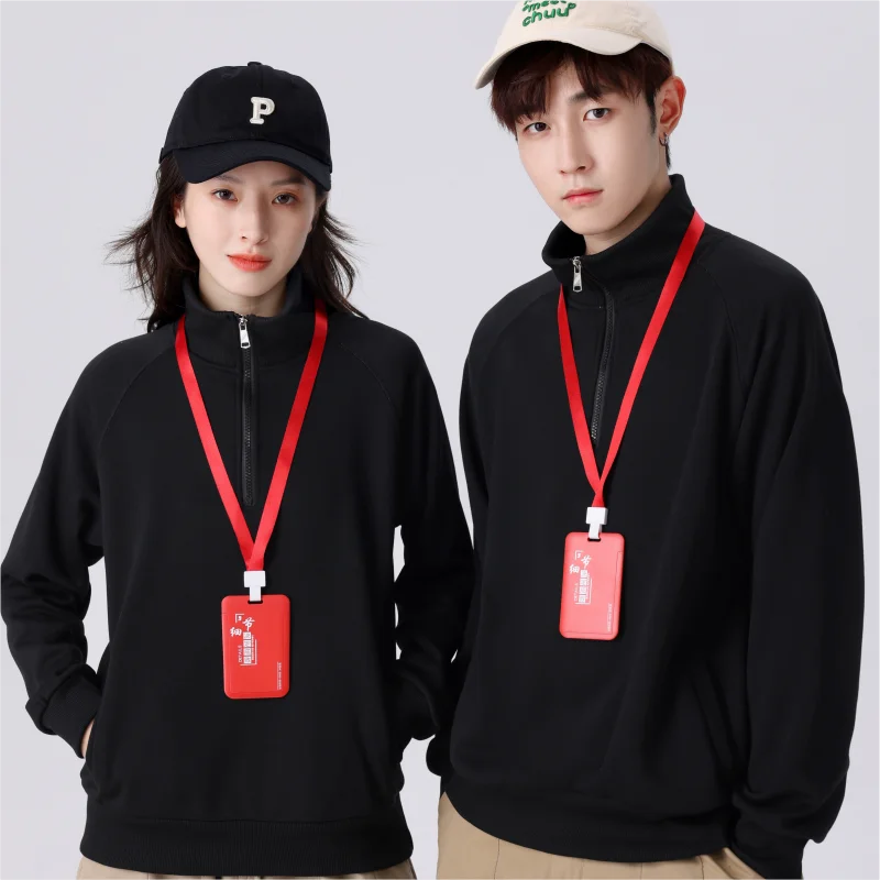 ELIKE High-Quality Half Zip Plush Sweater Custom Logo Print Personal Design 6 Colors Men And Women Embroidery New Sweatershirt 3