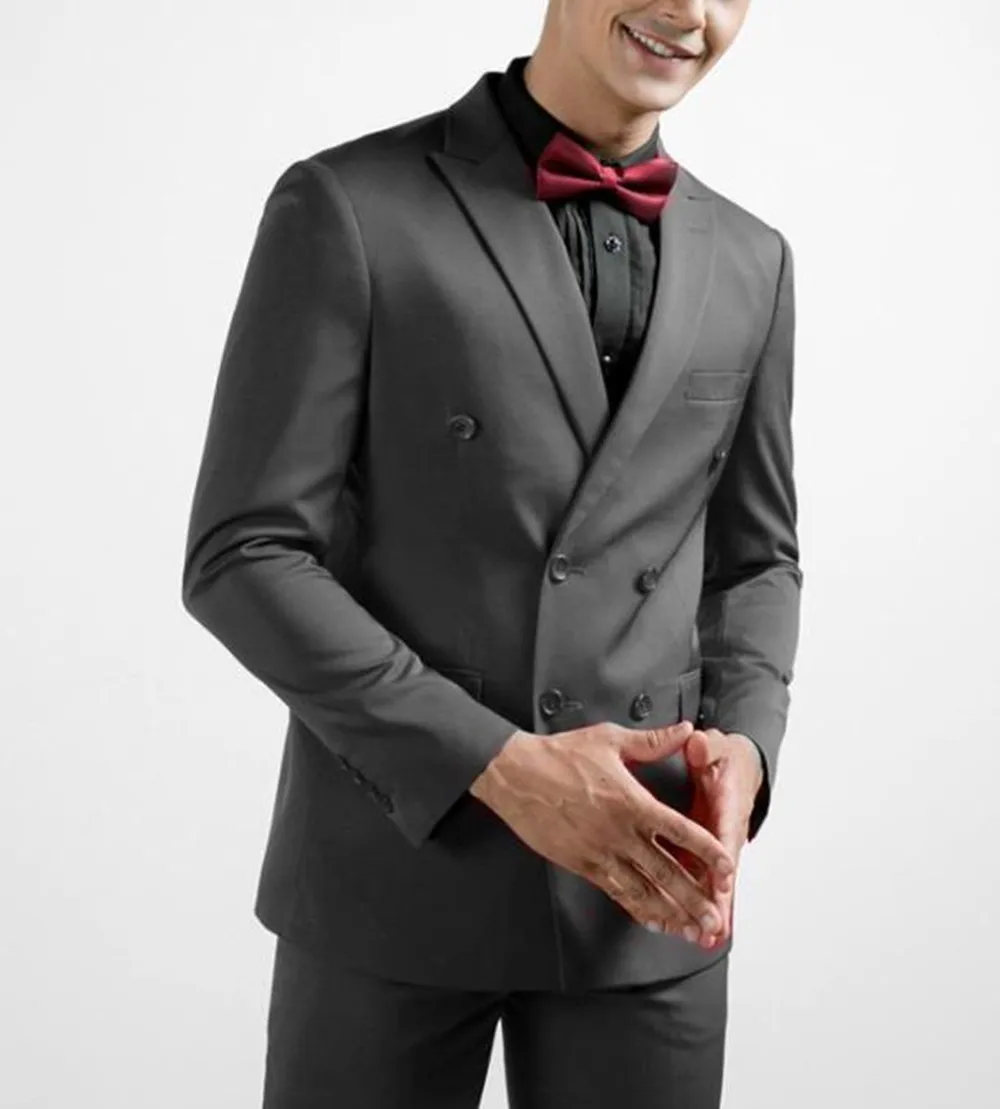 

Classic Double-Breasted Wedding Tuxedos Slim Fit Suits For Men Groomsmen Suit Two Pieces Prom Formal Suits (Jacket+Pants)