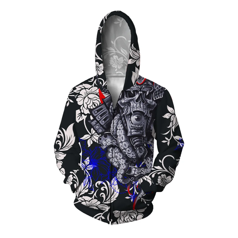 thumbnail image 1 of Sudadera con capucha para hombre modelo 2024, moderna y versátil, con cremallera, cómoda y elegante, con estampado de monstruo personalizado para hombre, 1 of 5