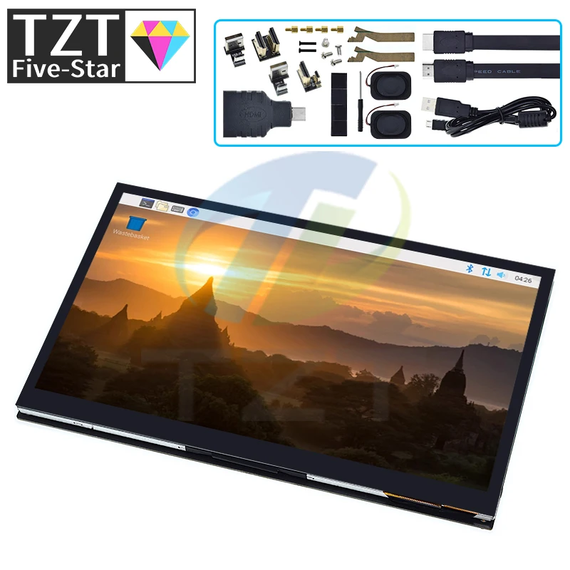 

TZT 10.1 Inch HDMI-compatible LCD Display Module 10.1" Capacitive Touch Screen 1024X600 IPS HD Viewing For Raspberry Pi B 3B+/4B