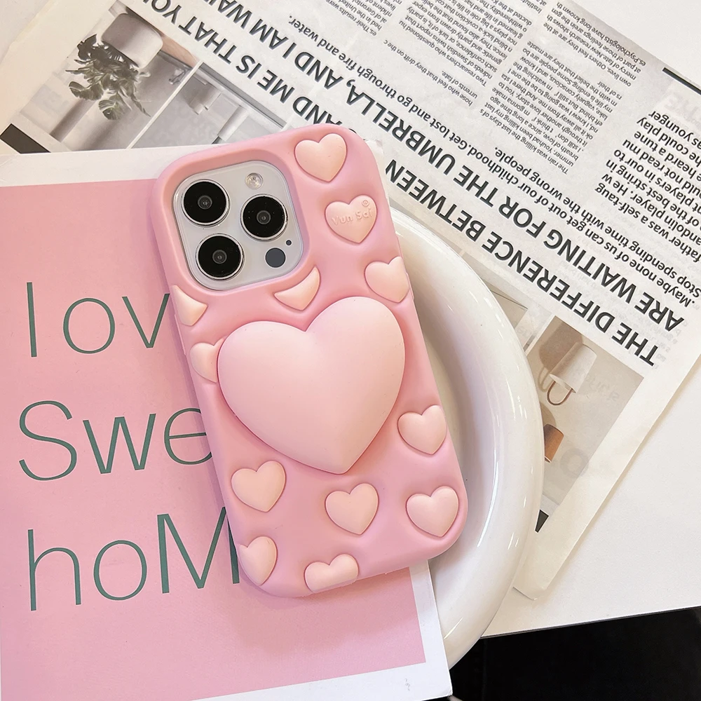 Kawaii Lovely Stress-Relief Silicone Phone Case - 3D Shockproof Cute Back Cover