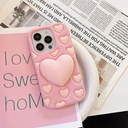 Kawaii Lovely Stress - Relief Silicone Phone Case - 3D Shockproof Cute Back Cover - iPhone 15 (Pink)